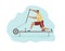 Character man rower on canoe machine flat illustration