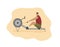 Character man rower on rowing machine flat illustration