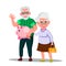 Character Man And Woman With Pension Saving Vector