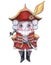 Character nutcracker illustration sketch cartoon style with big eyes and bright colors of clothes new year christmas drawing