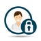 Character padlock social media concept