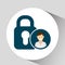 Character padlock social media concept