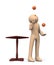 A character performing juggling.