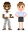 Character of Pixel 8 Bit Game, Man and Woman Vector