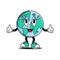 Character Planet Earth sticker in groovy style. Happy retro cute mascot. White background. Vector art