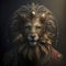 Character Portrait Anthropomorphic Lion Wearing a Jewel Punk Aesthetic Crown and Armor