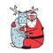Character Santa Claus Hug with Deer