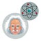 Character scientist physical molecule atom icon