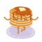 Character stack of pancakes with maple syrup and butter