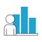 Character statistics diagram financial report blue line and fill