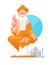 Character in the style of pixel art. Illustration of an Indian monk on a white background in a pixel art technique. Character for