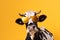 character sunglasses portrait colourful cute animal cow head funny face. Generative AI.