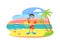 Character in Swimming Equipment, Beach Vector