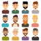 Character of various expressions bearded man face avatar and fashion hipster hairstyle head person with mustache vector