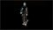 Character walk in cartoon style on black background. Neon videogame bodybuilder pixel gym 80s glitch