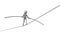 A character walking a tightrope. He is at high risk.