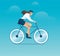 Character of woman  bike a bicycle vector illustration