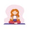 Character of young red-haired girl in the lotus position in flat style