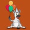 Character Zebra Bring Balloons