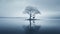 Characterful Animal Portrait: Tree On Island In The Fog