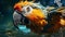 Characterful Parrot Swimming In Unreal Engine Rendered Water