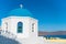 Characteristic blue dome of small Greek Orthodox church