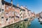 Characteristic canal in Chioggia, lagoon of Venice.