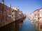 Characteristic canal in Chioggia, lagoon of Venice.