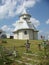 Characteristic white church  in Romania to the frontier with the Ukraine.
