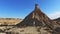 Characteristics forms created by the erosion of the water an wind in the Bardenas Reales desert, Navarra, Spain