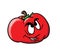 Characterized cartoon tomato on white background vector illustration