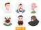 Characters avatars in cartoon flat style. Guys middle and old age. User faces in trendy flat style.