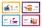 Characters Buying Street Food Landing Page Template Set. Tiny People with Huge Fastfood Burger, Hot Dog, from Food Truck