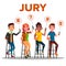 Characters Jury With Sign Boards Show Score Vector