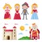 Characters of medieval tales with castle