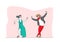 Characters Perform Modern Dances. Young People Dancing on Disco Party or Scene. Man and Woman