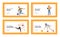 Characters Playing Bowling Landing Page Template Set. Young Men and Women Throw Ball on Lane, People Leisure Active Life