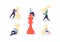 Characters Playing Chess. Business Planning and Strategy Concept. Businessman and Businesswoman with Chess Pieces