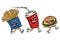 Characters set fast food French fries Cola Burger