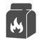 Charcoal bag solid icon, picnic concept, Barbecue coal bag sign on white background, Coal for fire in packing icon in