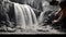 Charcoal Drawing: Capturing The Beauty Of A Waterfall In Black And White