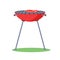 Charcoal Grill with Steak On Grates Flat Vector