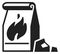 Charcoal paper bag icon. Grill fire fuel