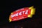 Chardon, Ohio, USA - 2-11-22:  A litup fluorescent sign for a local Sheetz at night