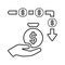 Charge, cost, earning line icon. Outline vector