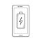 Charge phone line icon.