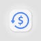 Chargeback glyph blue icon, e commerce and marketing