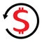 Chargeback icon. Dollar symbol isolated on white background. Vector illustration