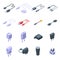 Charger icons set, isometric style