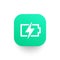 Charging battery icon, sign on green shape